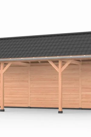 Douglas overkapping zadeldak, 900 x 300, met achterwand, Westwood DIY Premium